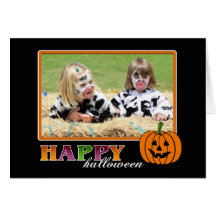 Happy Halloween Pumpkin Custom Photo Card