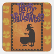 Happy Halloween Square Stickers