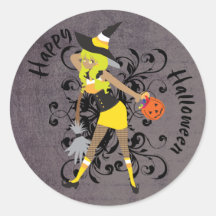 Happy Halloween Witchy Candy Corn Girl Sticker