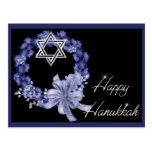 Happy Hanukkah Blue Wreath Holiday Postcards