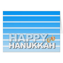 Happy Hanukkah Card Dreidel Blue Stripe