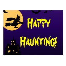 Happy Haunting Halloween Haunted House Postcard