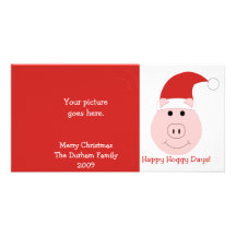 Happy Hoggy Days Red & white Photo Christmas Cards Customised Photo Card