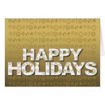 Happy Holiday Card Ornament Icon Gold