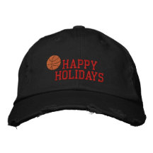 Happy Holidays Basketball Embroidered Hat