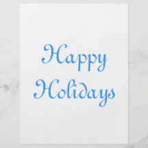 Happy Holidays. Blue and White. Festive. Full Color Flyer