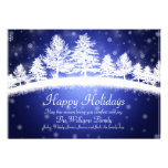 Happy Holidays Blue Winter Scene Flat Card invitations