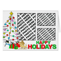 Happy Holidays Card Add 3 Photos White