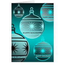 Happy Holidays Card Blue Ornament