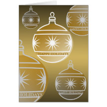 Happy Holidays Card Gold Ornament
