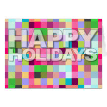 Happy Holidays Card Modern Colour Pixelation