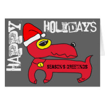 Happy Holidays Card Red Miniature Pinscher