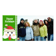 Happy Holidays Cute Bear Family Photo Card