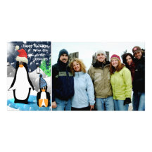 Happy Holidays Cute Penguin Family Photo Card