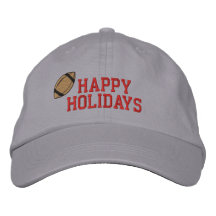 Happy Holidays Football Embroidered Hat