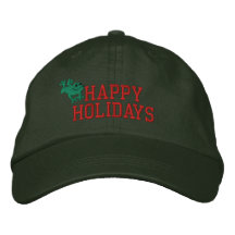 Happy Holidays Frog Embroidered Hat