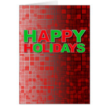 Happy Holidays Modern Card Mosaic Red