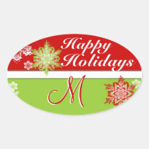 Happy Holidays Monogram Sticker