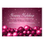 Happy Holidays Pink Ornaments Flat Card invitations