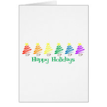 Happy Holidays (Rainbow Christmas Trees) Greeting Cards