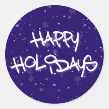 Happy Holidays Round Stickers