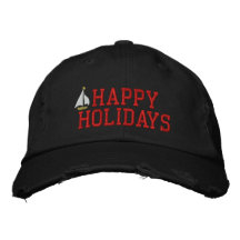 Happy Holidays Sailboat Embroidered Hat