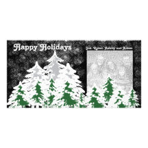 Happy Holidays Snow Covered Trees Photocard Custom Photo Card