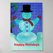 Happy Holidays Snowman Poster
