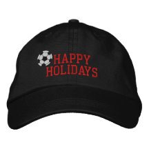 Happy Holidays Soccer Embroidered Hat