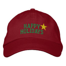 Happy Holidays Star Embroidered Hat