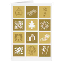 Happy Holidays Symbols Greeting Card Gold