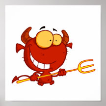 Happy-little-devil-with-pitchfork Print