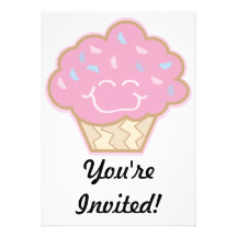 happy little strawberry cupcake custom announcements