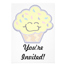 happy little vanilla cupcake personalized announcements