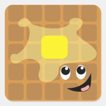 Happy Little Waffle Square Stickers
