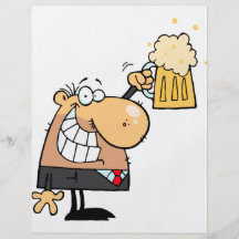 happy man cartoon celebrating with beer full colour flyer