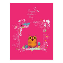 happy mother day owl post cards