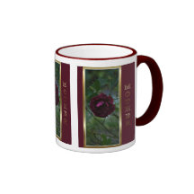 HAPPY MOTHER'S DAY BURGANDY MAROON ROSE FLOWER MUGS
