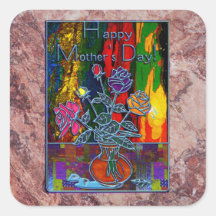 Happy Mothers Day Floral Abstract Square Sticker