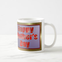 HAPPY MOTHER'S DAY GOLD RED LOVE HEARTS COFFEE MUG