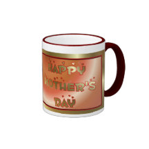 HAPPY MOTHER'S DAY GOLD RED LOVE HEARTS COFFEE MUGS
