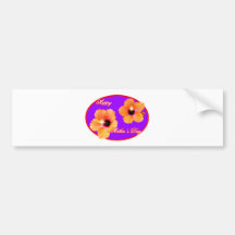 Happy Mother's Day Hibiscus Purple Red Oval The MU Bumper Sticker