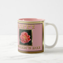 HAPPY MOTHER'S DAY PEACH ROSE FLOWER MUGS