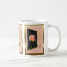 HAPPY MOTHER'S DAY PEACH ROSE FLOWER MUGS