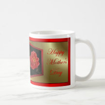 HAPPY MOTHER'S DAY RED ROSE FLOWER COFFEE MUGS