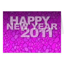 Happy New Year Card Floral Pattern Pink