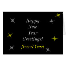 Happy New Year Greetings! (black, silver and gold) Card