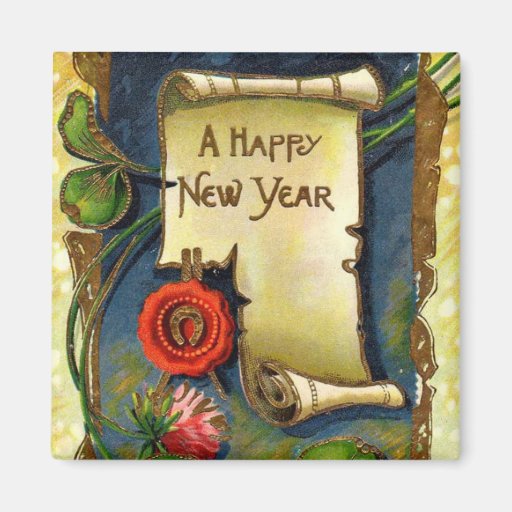 Happy New Year Scroll Refrigerator Magnet