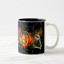 HAPPY RESTING SKELETON & JACK by SHARON SHARPE Mugs