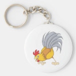 Happy Rooster Eating Keychain